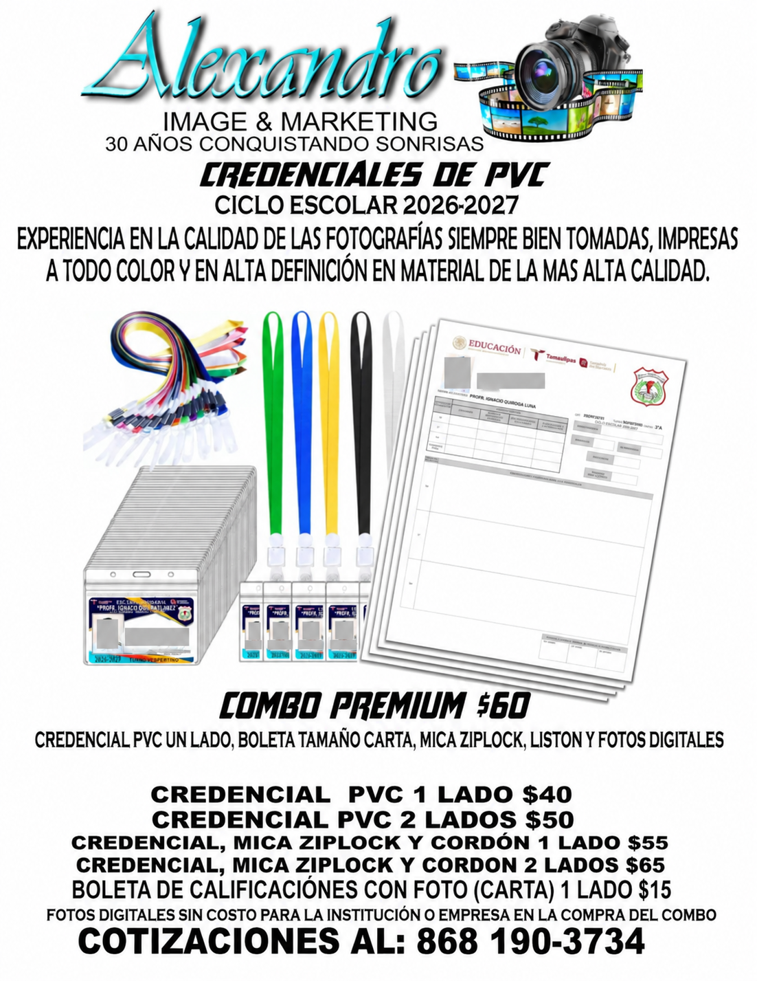 Ejemplo ilustrativo de credenciales escolares
